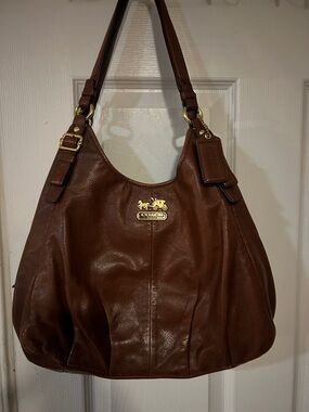 Coach Brown Leather Shoulder Hobo with Gold Hardware
